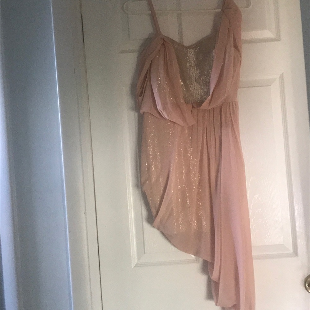 Gold sequins pink sheer goddess Dress